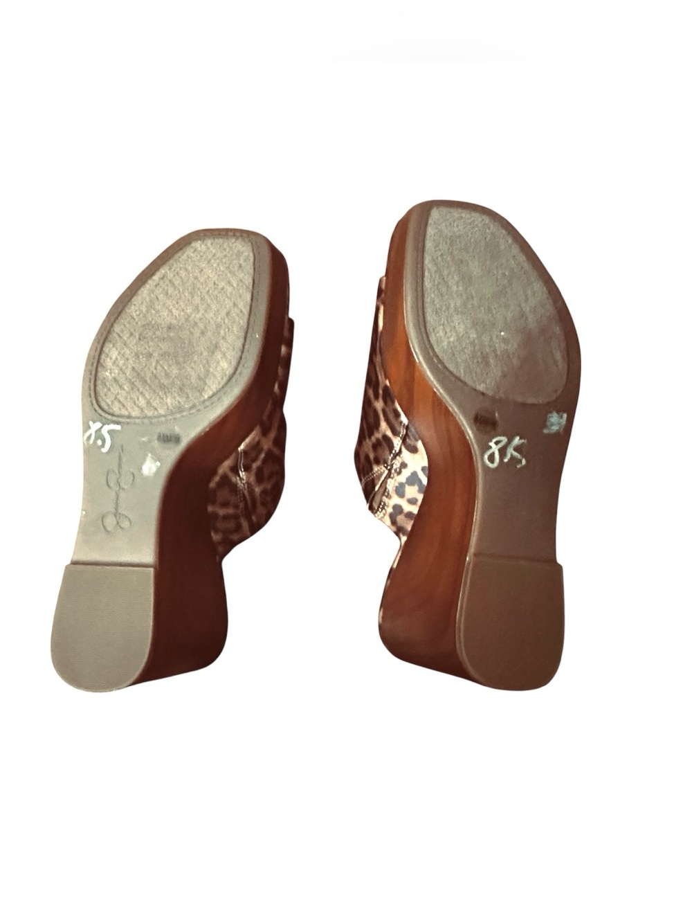 Jessica Simpson Brown Leopard Print Open-Toe Slide Wedge Heels - Picture 5 of 6